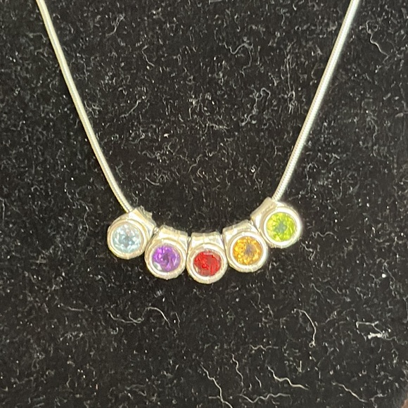 Sterling Silver Italian Necklace with Gemstones - Picture 4 of 12